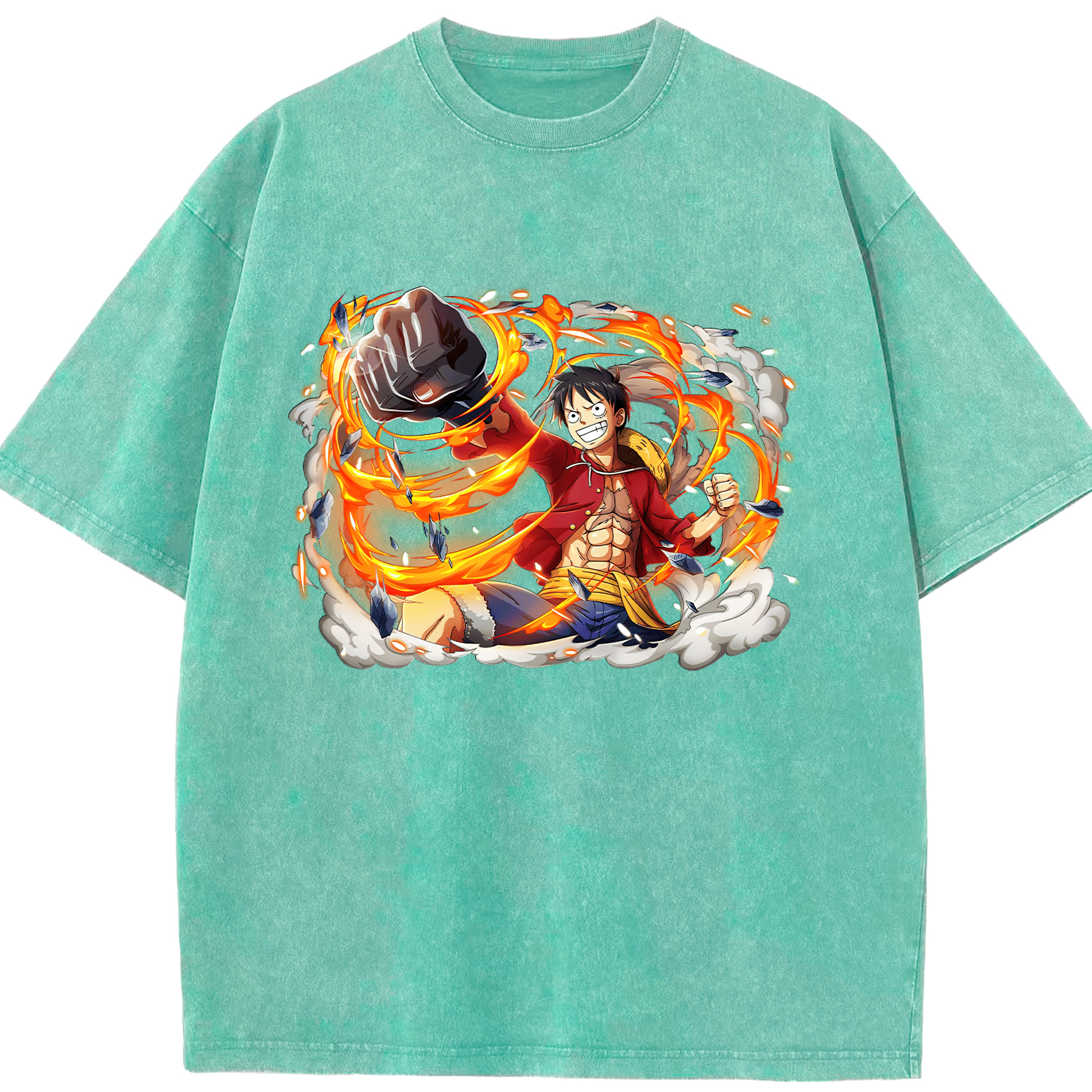 ワンピース モンキー・D・ルフィ ONE PIECE Monkey D. Luffy 綿100% ヴィンテージ風 半袖Tシャツ（フロントプリント）